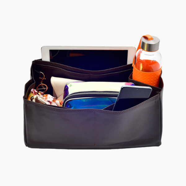 Deri Çanta Içi Düzenleyicisi Büyük Boy (32x16x16 Cm) Çanta Organizeri Koyu Kahve Renk