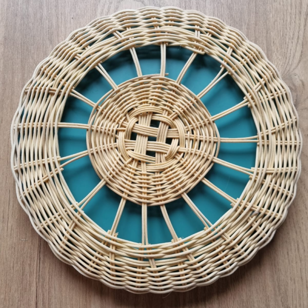 Rattan  Hasır Ayna (çap: 30cm, El Yapımı)