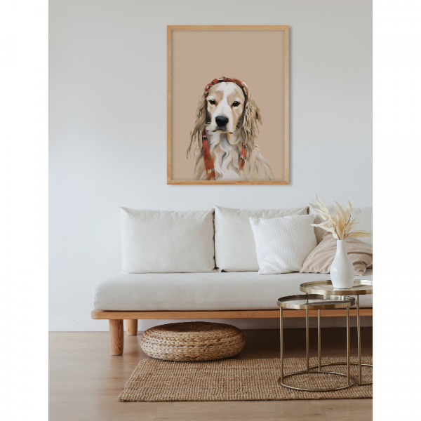 Boho Dog Yağlıboya Görünümlü Dijital Resim Digital Download