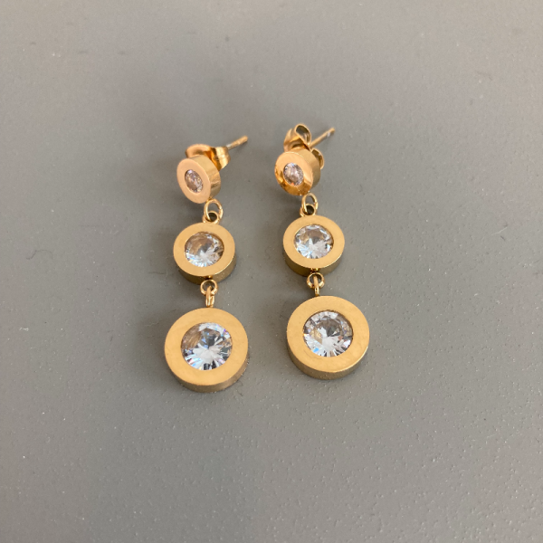 Bvlgari Model Zirkon Taşlı Çelik Küpe