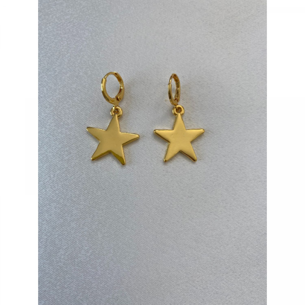 Yıldız Figürlü Sallantılı Küpe Altın Renk 
