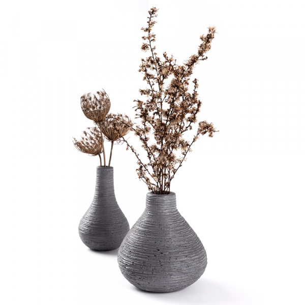 Lukka Home, Beton Vazo, Gri Mini Vazo, Dekoratif Küçük Vazo