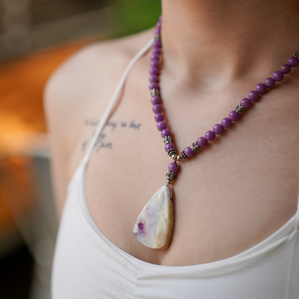 Phosphosiderite Sterling Silver Kolye Ve Mor Opal ( Tiffany Stone) Kolye Ucu 