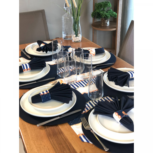 Amerikan Servis, 6'lı Marin - Lacivert Takım, Supla, Runner, Peçete, Peçete Halkası Tk-3