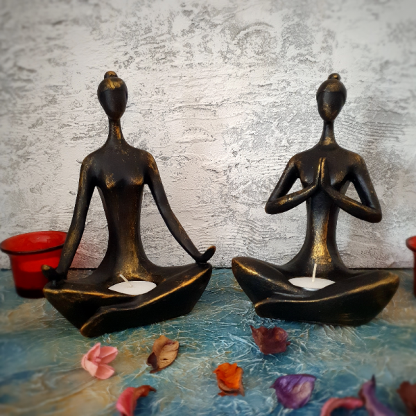 Yoga Yapan Kızlar Dekoratif Biblo Mumluk