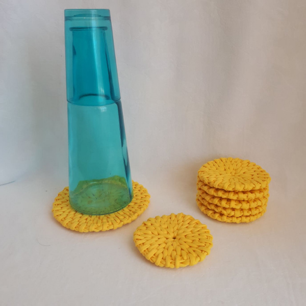 Tasarım Sarı Bardak altlığı Eşi benzeri yok  7 li Set
