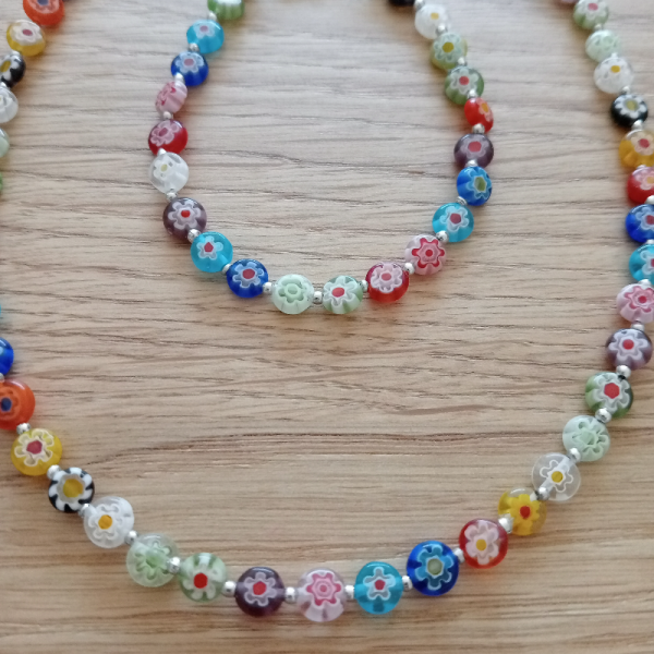 Murano Cam Çiçek Boncuklu Takı Seti 