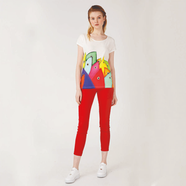 Balık Tasarımlı Bayan T-shirt