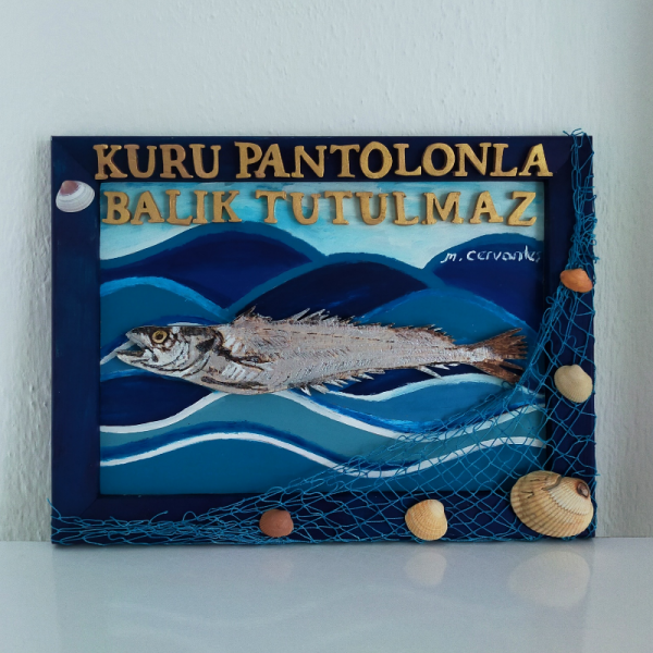 Balık Deniz Tasarımlı Ahşap Tablo Dekoratif Duvar Süsü