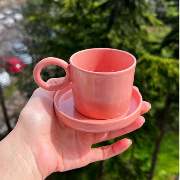 Pembe Türk Kahvesi Fincanı