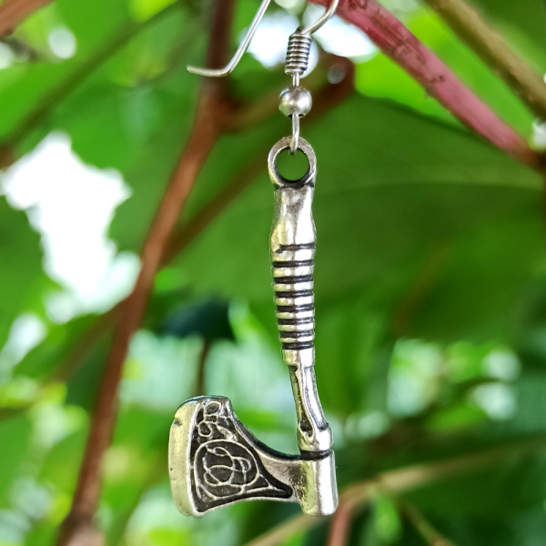 Vikingli Ve Balta Şekilli Kadın Küpe Çift Adet Gümüş Kaplama El Yapımı Küpe