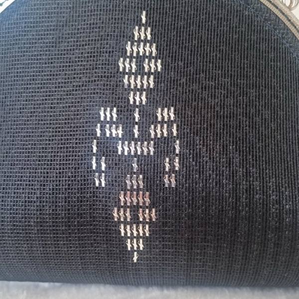 Gümüş Tel Kırma Motifli Polyester Kordon İp Çanta