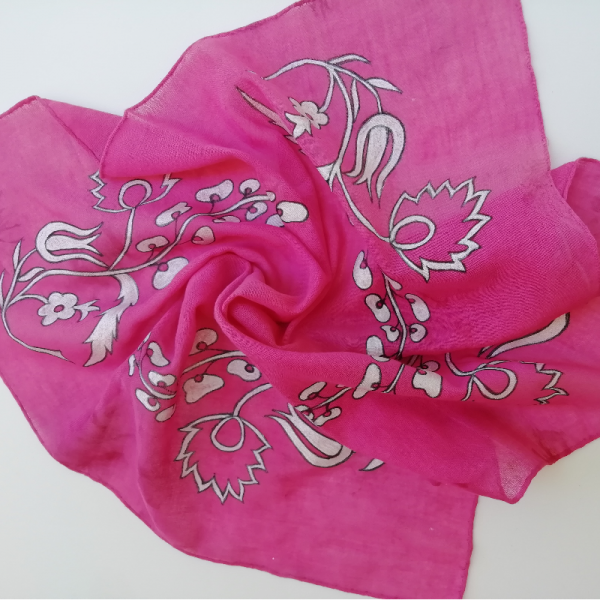 Kare Pamuklu Bandana, El Boyaması Ve Tahta Baskılı Bandana, Fular , Moli Tasarım, 611010201