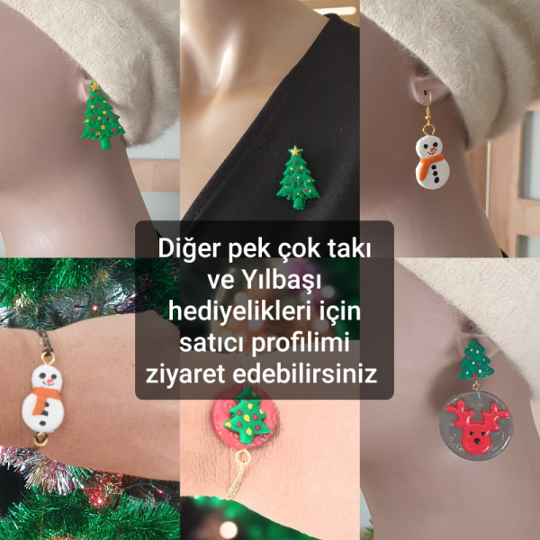 Yılbaşı Yeniyıl Kokina Noel Baba Küpe Broş 