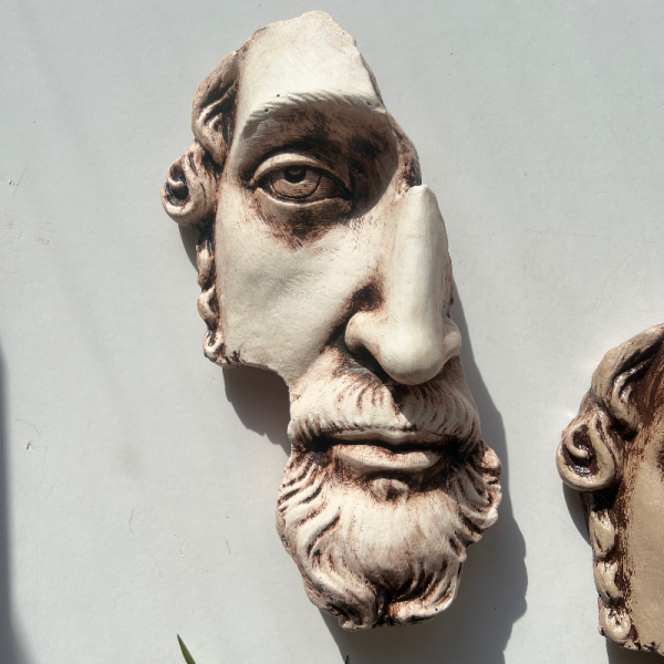 Yarım Yüz Antik Zeus Heykeli Modern Sanat Yunan Mitolojisi Duvar Dekoru 2'li Set Ev Ofis Dekor