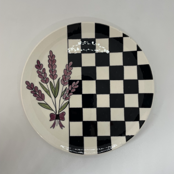 Lavanta Desenli, Damalı Çini Tabak Seti, 4lü Set