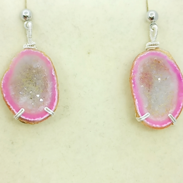 Açık Pembe Druzeli Kristal Jeod El Yapımı Küpe