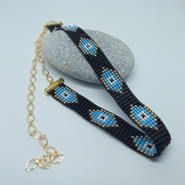 Kum Boncuk Dokuma Nazar Choker Kolye