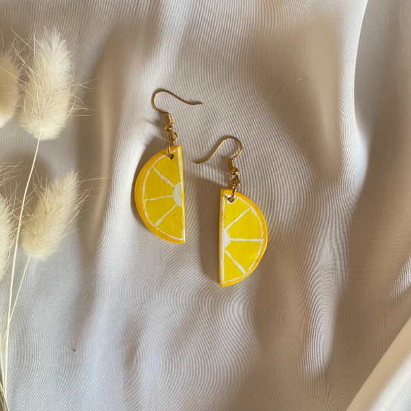 Limon El Yapımı Seramik Kil Küpe