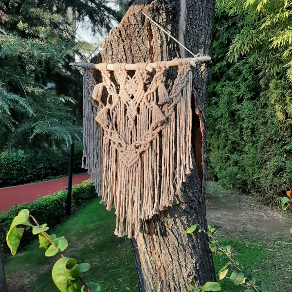 Makrome Duvar Süsü Bej