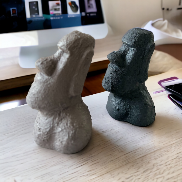 El Yapımı Beton Moai Paskalya Adası Dekoratif Heykel Hediyelik Biblo Ev Tasarım Dekoru 2 Li Set
