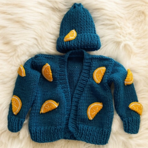 El Örgüsü Bebek Çocuk Limonlu Crop Hırka + Şapka(2-4 Yaş)