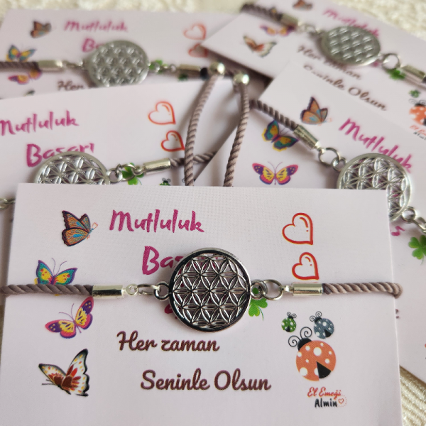 5'li Kadınlar Günü Hediyesi Bileklik, Yaşam Çiçeği Bileklik, Çoklu Alıma Uygundur