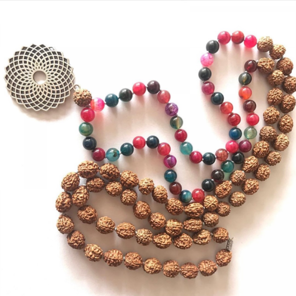 54 Lü Rudraksha Ve Akik Mala Kolye