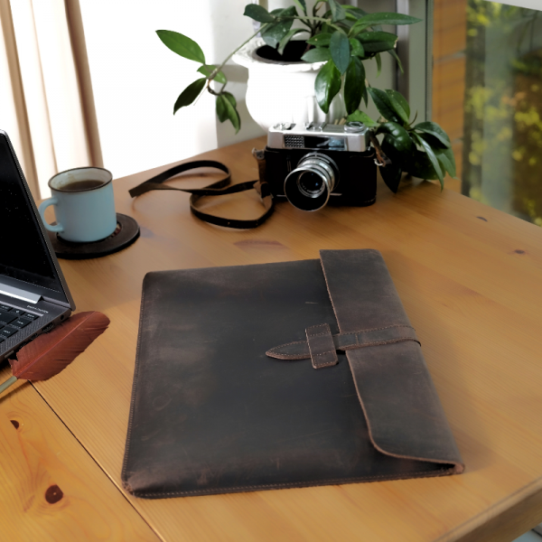  Hakiki Deri Kahverengi 13/14 İnç Macbook Ve Laptop Çanta, Kılıf 