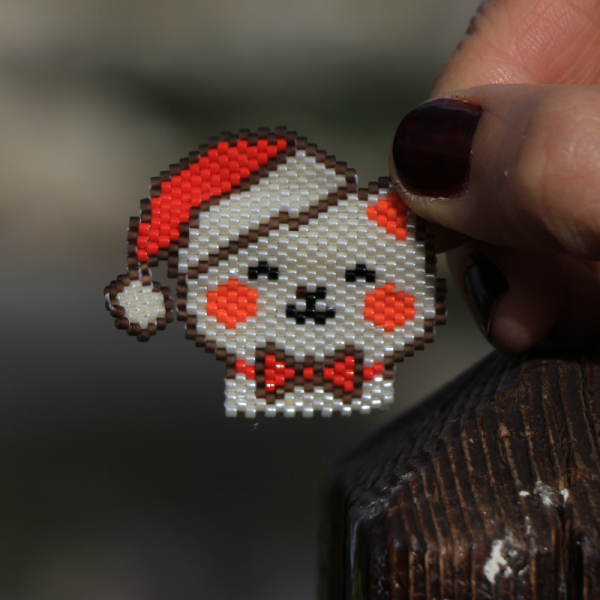  " Anneler Günü " Turuncu Yanaklı Miyuki Noel Kedi Broş
