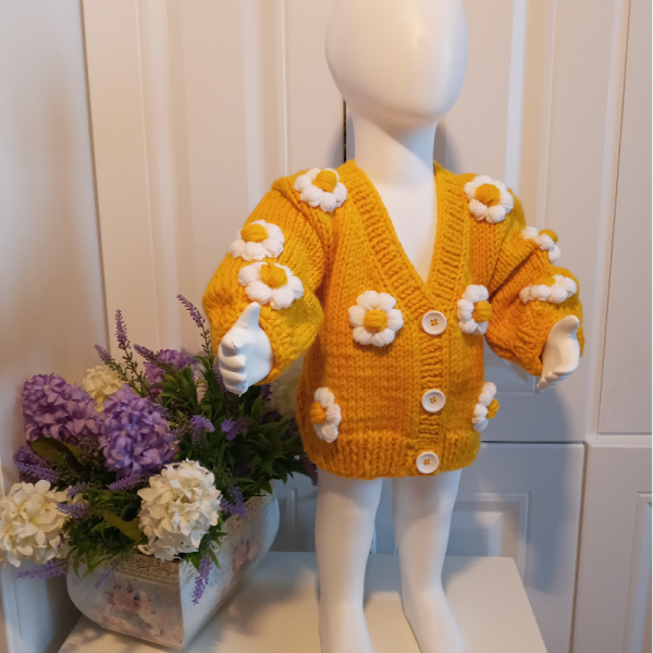 El Örgüsü 2 Yaşa  Kadar Kiz Bebek Çi̇çekli̇ Crop Hirka 