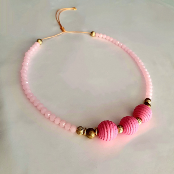 Pembe Kristal Bonibon Kolye