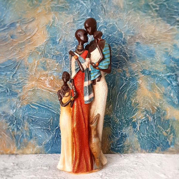 Afrikalı Aile  Dekoratif Polyester Biblo 