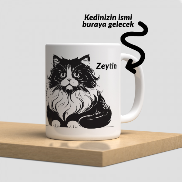 İsme Özel Kupa, Kedi Tasarımlı