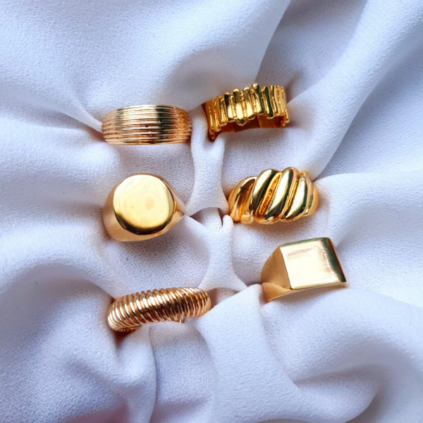 24k Altın Kaplama Button Yüzük