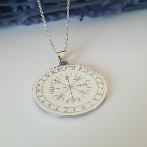 Vegvisir (korunma) Sembolü Sayı Sekanslı Çelik Kolye 