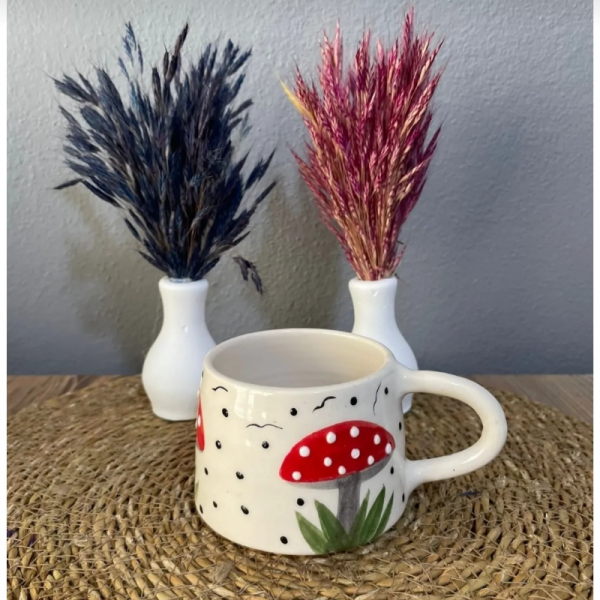 Mantar Desenli Tekli Mug Kupa
