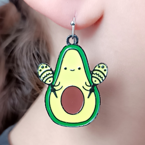 Avokado Şekilli Mineli Kadın Küpe Çift Adet El Yapımı Küpe