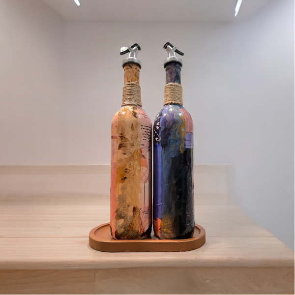 Frida Kahlo Desenli 750 Ml Zeytinyağı Sıvıyağ Şişesi Yağdanlık Yağlık Sirkelik Sosluk 2'li Set