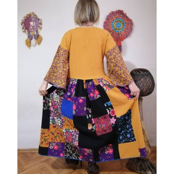 Tosbikotantik Kişiye Özel Tasarım Patchwork Pazen Elbise 