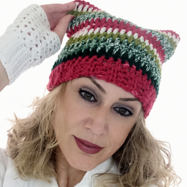 Yeni Yıla Özel Hediyelik El Örgüsü Kedi Bere Ve Eldiven Set 