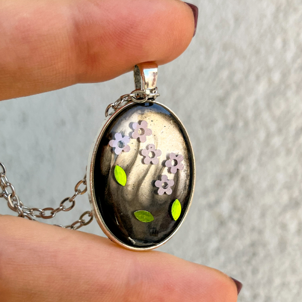 El Yapımı Floral Çelik Kolye