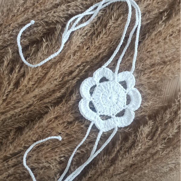 El Örgüsü Motif Ve Zincir Detaylı Saç Aksesuar/bandana