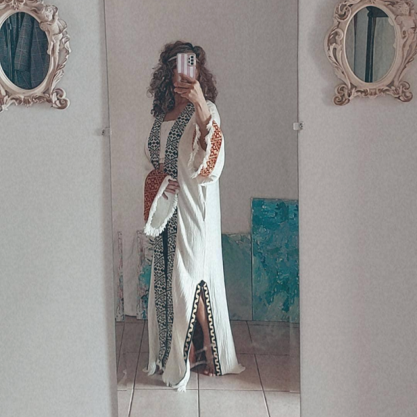 Taş Baskı Kaftan 