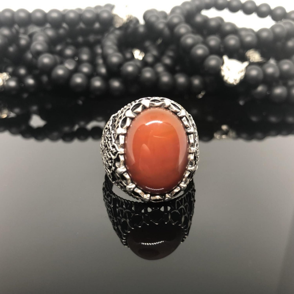 Amber Stone 925k Gümüş Yüzük 