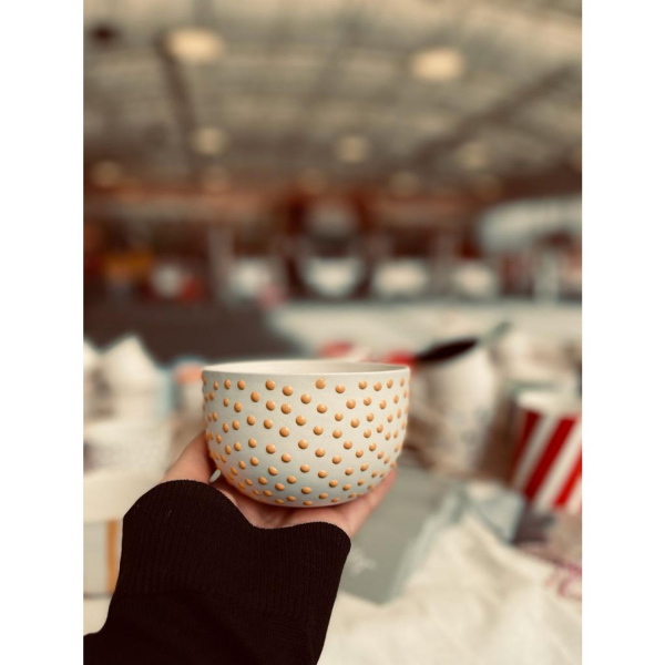 Stoneware Sarı Benekli bardak Kase