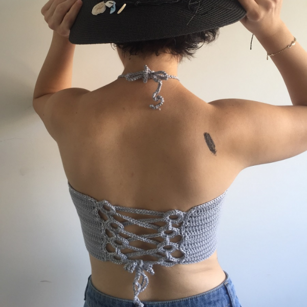 Gri Özel Tasarım Halkalı Büstiyer  Bikini Üstü