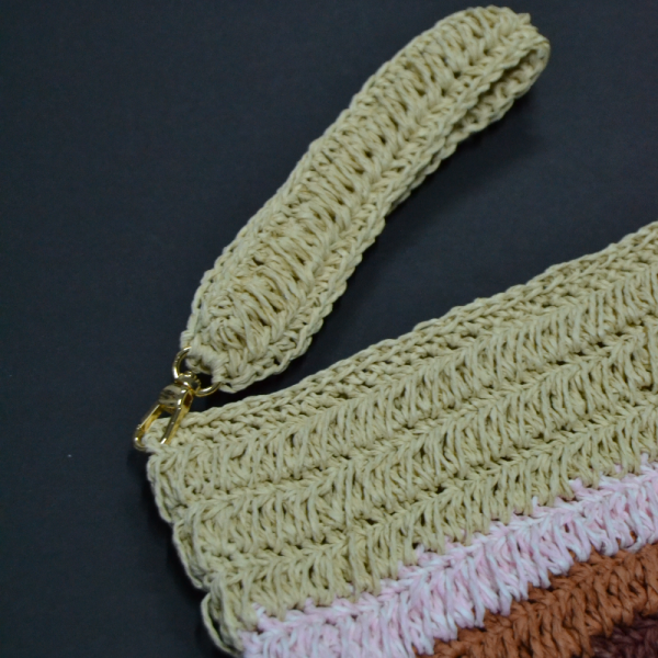 El Yapımı Örgü Clutch Şeritli Krem Çok Renkli - 5