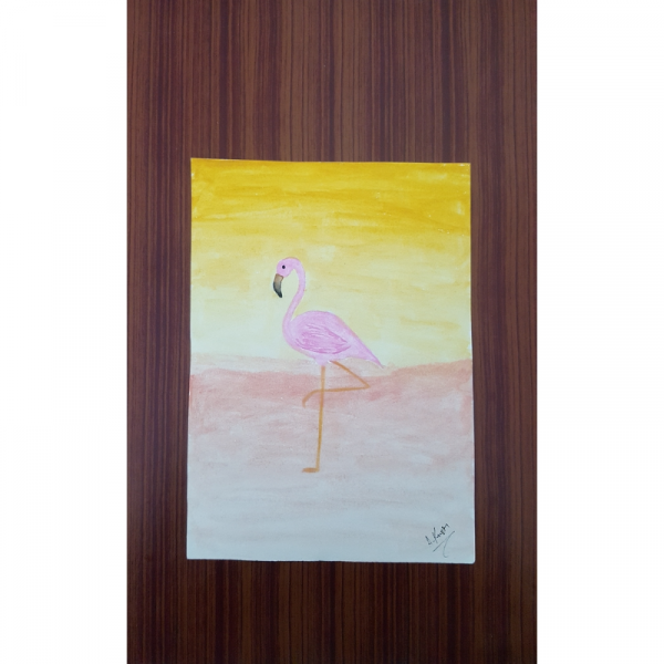 Sulu Boya Tablo Flamingo
