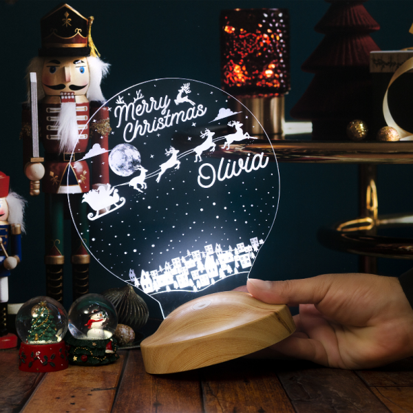 Kişiye Özel Yeni Yıl, Yılbaşı Hediyesi, Mutlu Yıllar Hediyesi, Uçan Geyikler 3d Led Lamba 